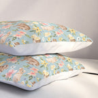 Blue Easter Bunny and Chick Floral Pillow Sham Gallery Image 3
