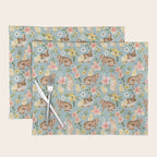 Blue Easter Bunny and Chick Floral Placemat Gallery Image 1
