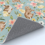 Blue Easter Bunny and Chick Floral Rug Gallery Image 4