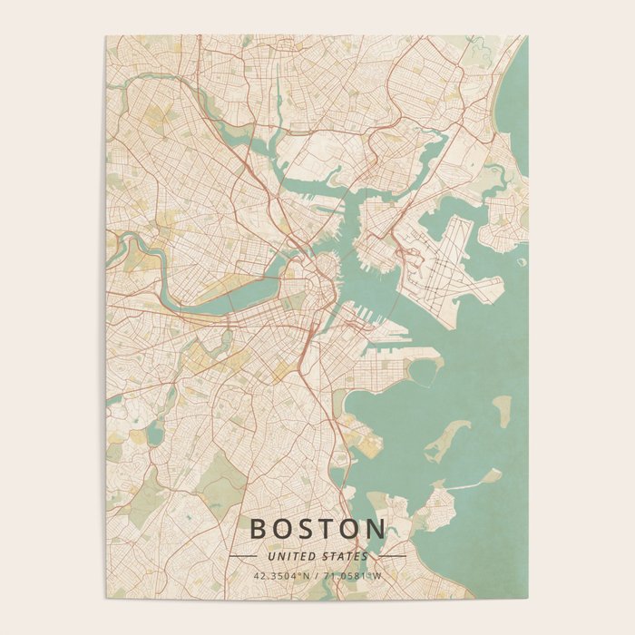 Boston, United States - Vintage Map Poster Gallery Image 1