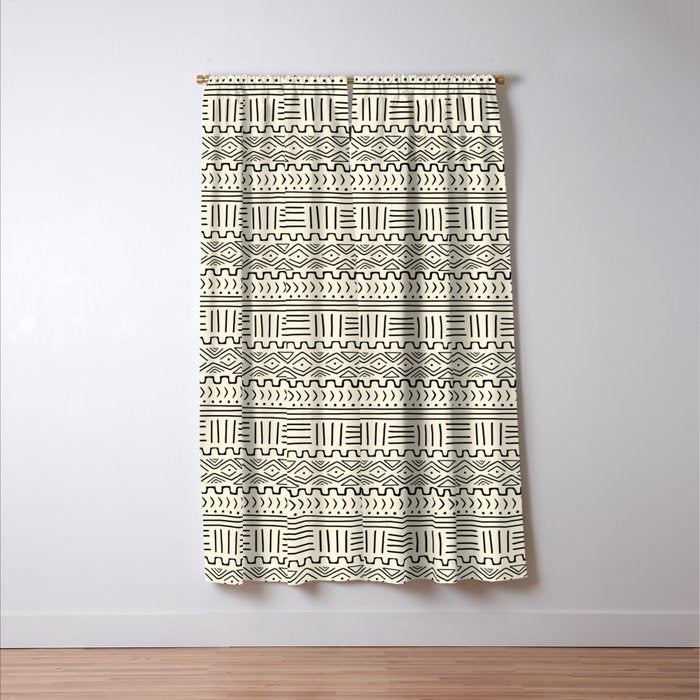 Mud Cloth on Cream Window Curtain Gallery Image 3