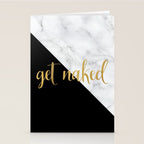 Get Naked, Bathroom Art, Meme, Black and White Marble Stationery Card Gallery Image 2
