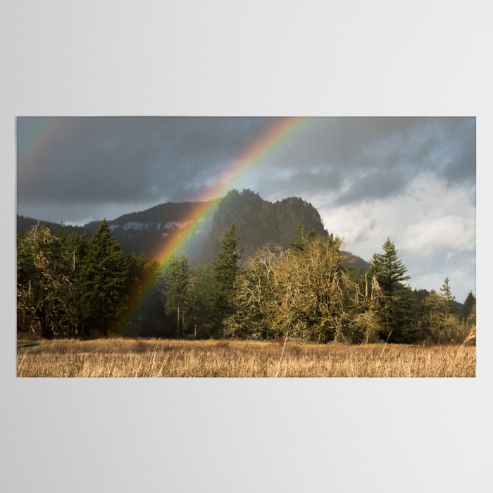 Beacon Rock Rainbow Nature Photography Tablecloth Gallery Image 2