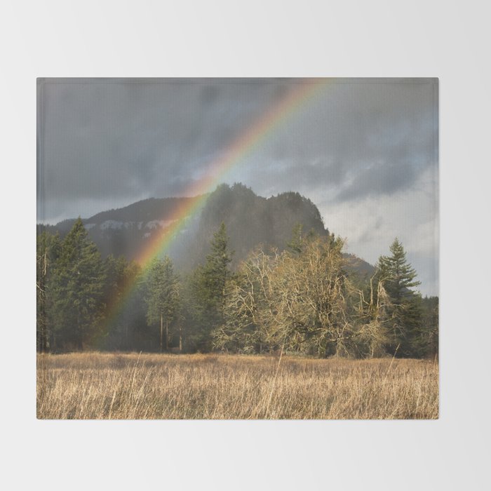 Beacon Rock Rainbow Nature Photography Throw Blanket Gallery Image 2