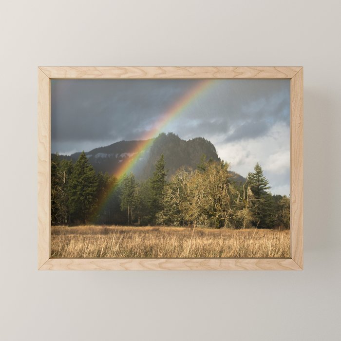 Beacon Rock Rainbow Nature Photography Mini Art Print Gallery Image 1