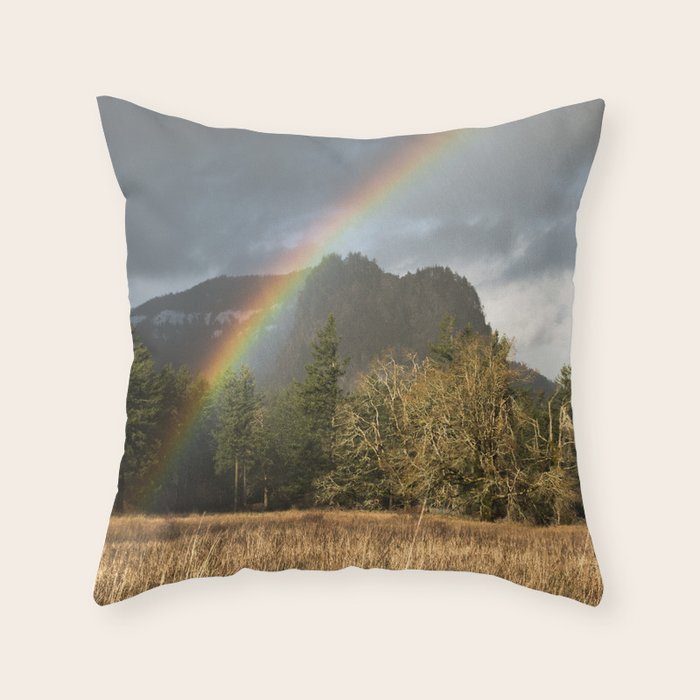 Beacon Rock Rainbow Nature Photography Throw Pillow Gallery Image 6