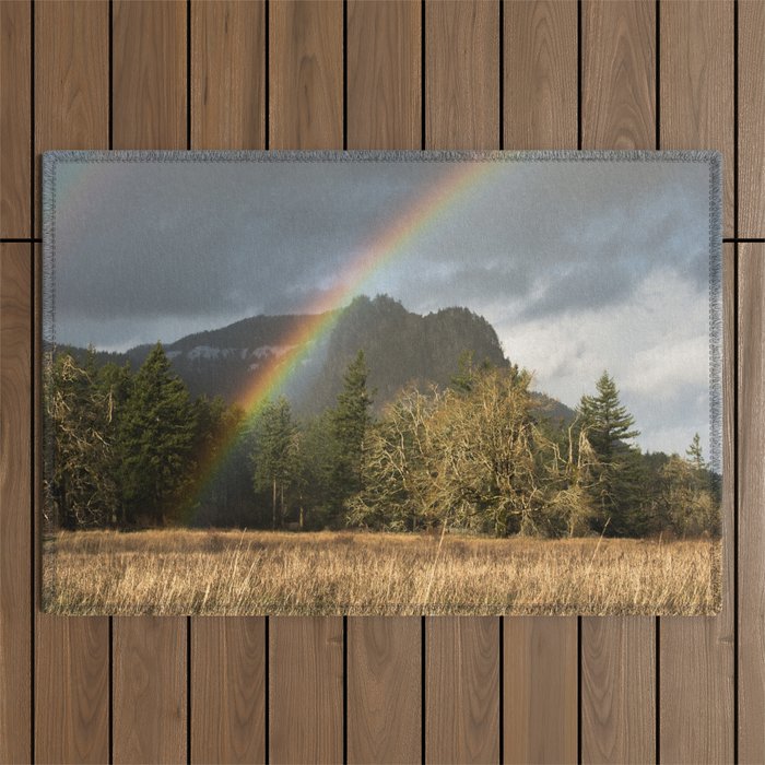 Beacon Rock Rainbow Nature Photography Outdoor Rug Gallery Image 1