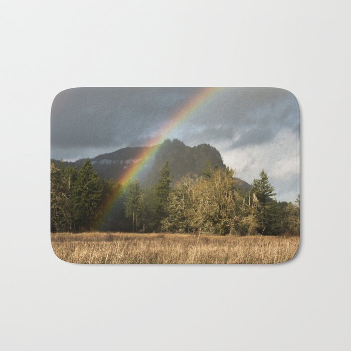 Beacon Rock Rainbow Nature Photography Bath Mat Gallery Image 1