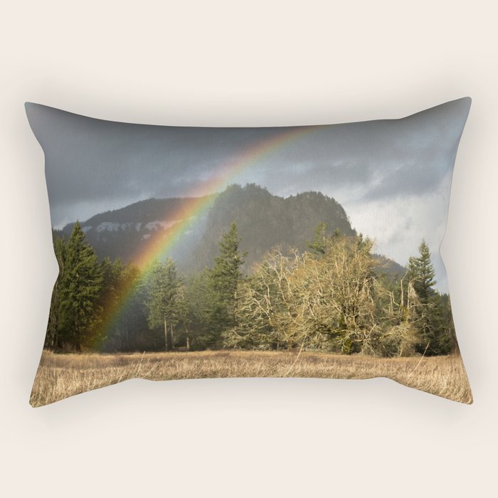 Beacon Rock Rainbow Nature Photography Rectangular Pillow Gallery Image 2