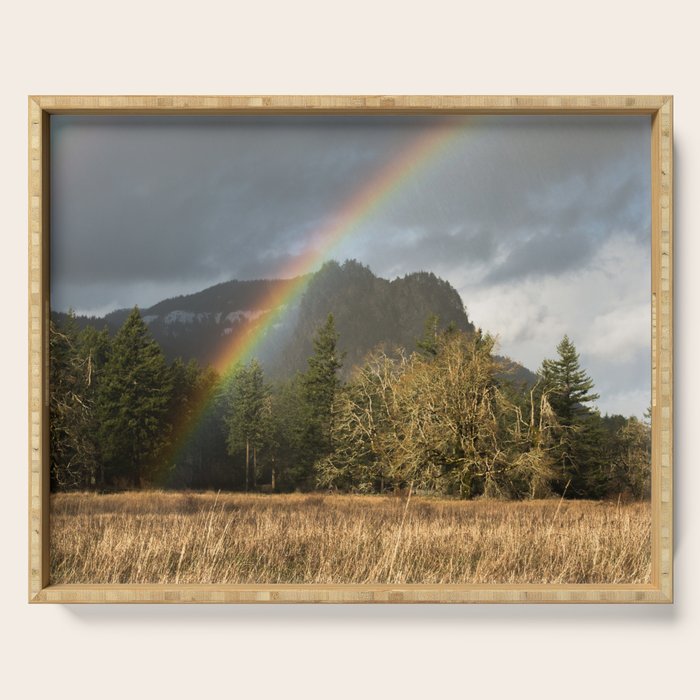 Beacon Rock Rainbow Nature Photography Serving Tray Gallery Image 1