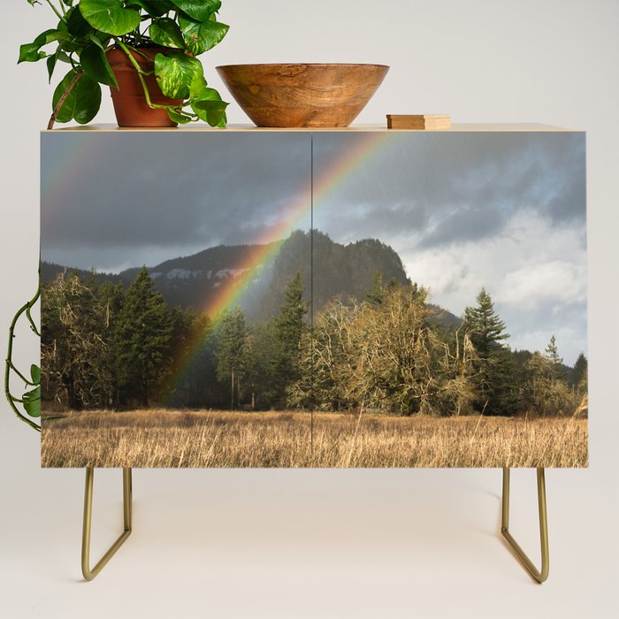 Beacon Rock Rainbow Nature Photography Credenza Gallery Image 1