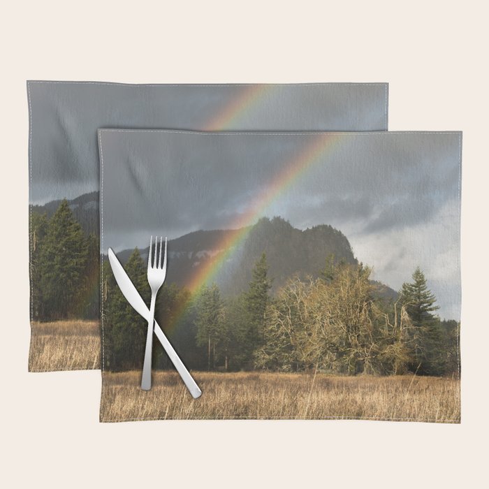 Beacon Rock Rainbow Nature Photography Placemat Gallery Image 1