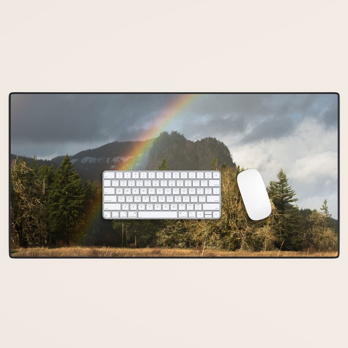 Beacon Rock Rainbow Nature Photography Desk Mat Gallery Image 1