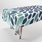 Flower Bloom, Aqua and Navy Tablecloth Gallery Image 1