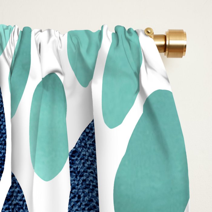 Flower Bloom, Aqua and Navy Window Curtain Gallery Image 2