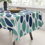 Flower Bloom, Aqua and Navy Tablecloth Gallery Image 3
