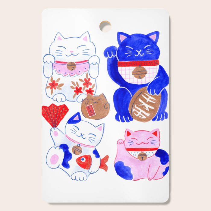 Maneki Neko Lucky Cats Cutting Board Gallery Image 1