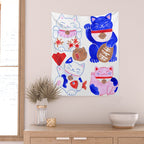 Maneki Neko Lucky Cats Wall Tapestry Gallery Image 2