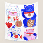 Maneki Neko Lucky Cats Wall Tapestry Gallery Image 4