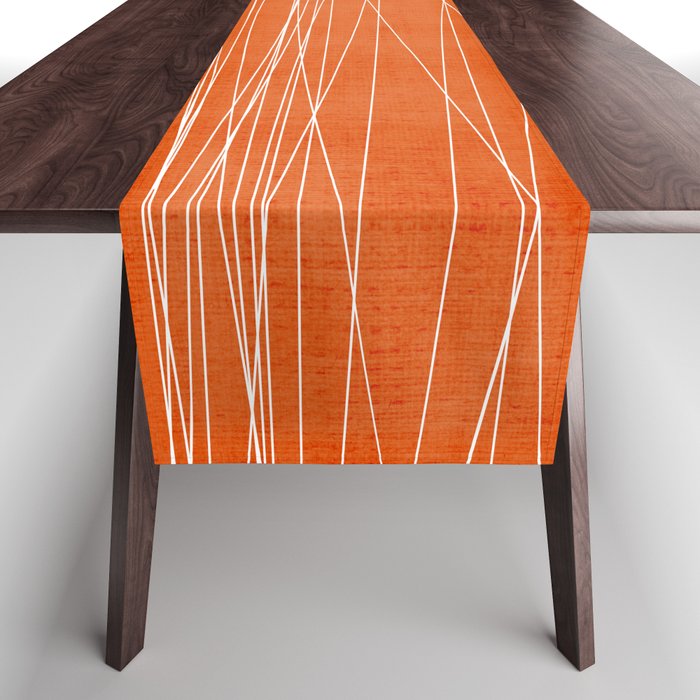 Rich Orange White Lines Artwork Table Runner Gallery Image 1
