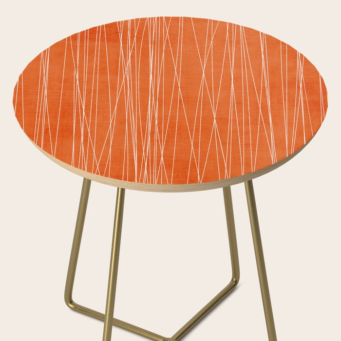 Rich Orange White Lines Artwork Side Table Gallery Image 2
