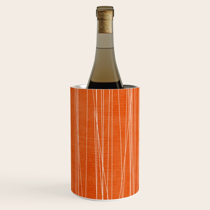 Rich Orange White Lines Artwork Wine Chiller Gallery Image 2
