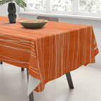 Rich Orange White Lines Artwork Tablecloth Gallery Image 3