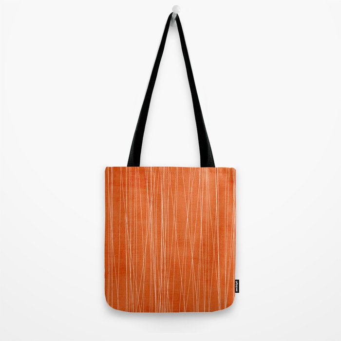 Rich Orange White Lines Artwork Tote Bag Gallery Image 2