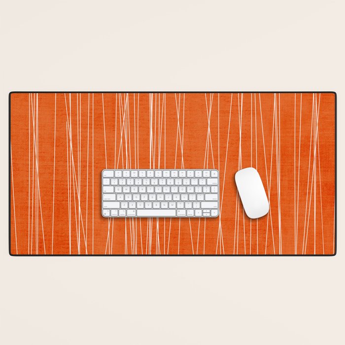 Rich Orange White Lines Artwork Desk Mat Gallery Image 1