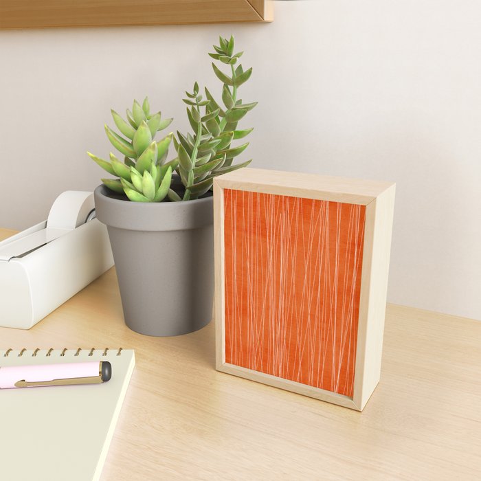 Rich Orange White Lines Artwork Mini Art Print Gallery Image 2