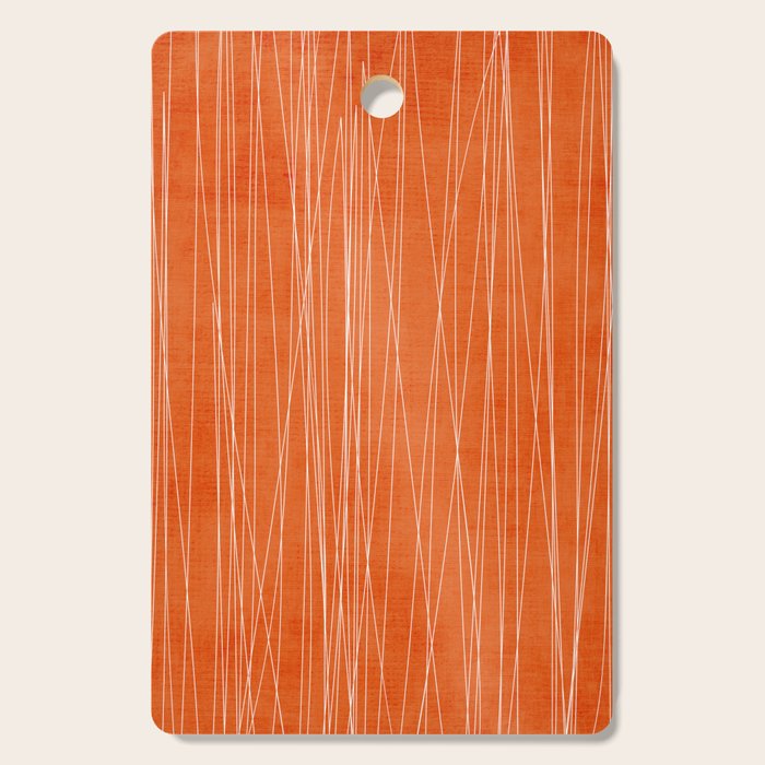 Rich Orange White Lines Artwork Cutting Board Gallery Image 1