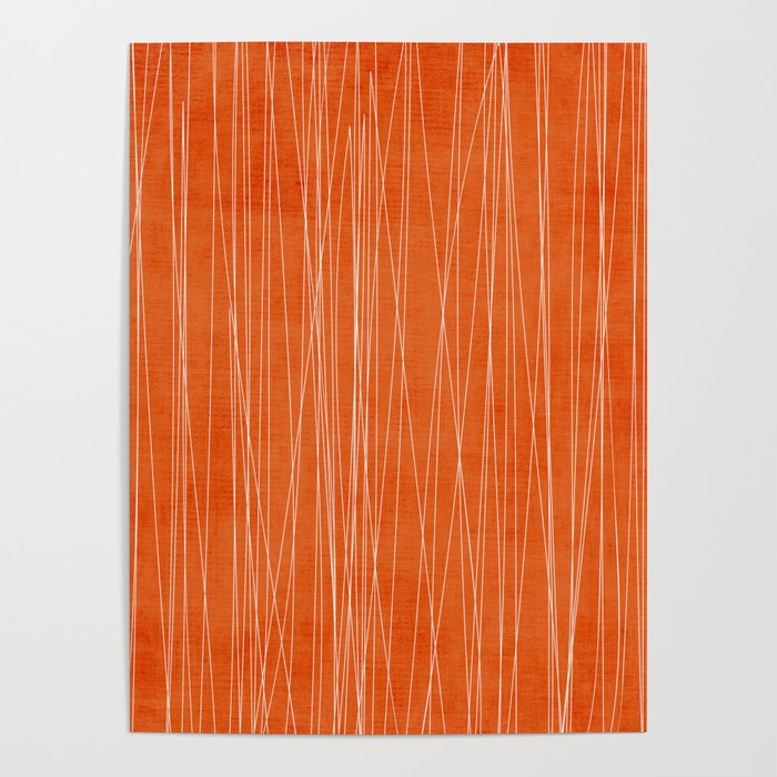 Rich Orange White Lines Artwork Poster Gallery Image 4