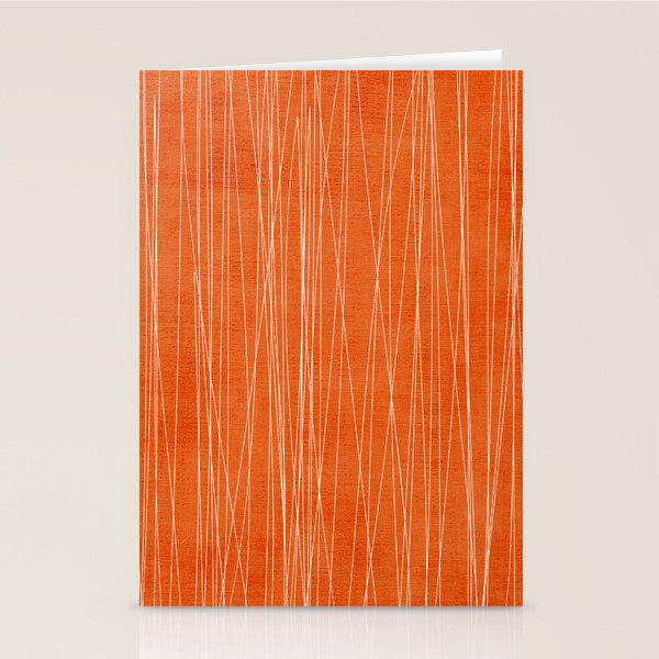 Rich Orange White Lines Artwork Stationery Card Gallery Image 2