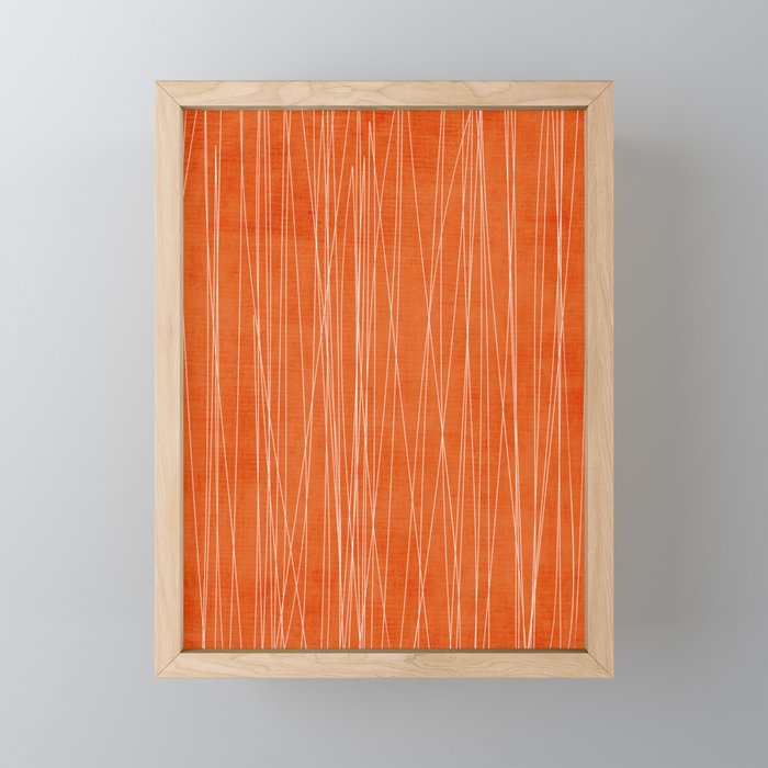 Rich Orange White Lines Artwork Mini Art Print Gallery Image 1