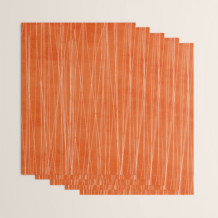 Rich Orange White Lines Artwork Wrapping Paper Gallery Image 3