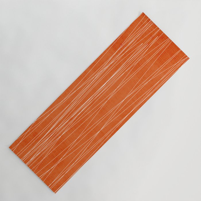 Rich Orange White Lines Artwork Yoga Mat Gallery Image 1