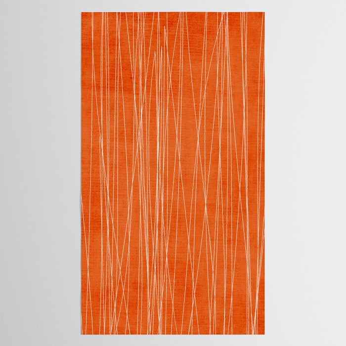Rich Orange White Lines Artwork Tablecloth Gallery Image 2