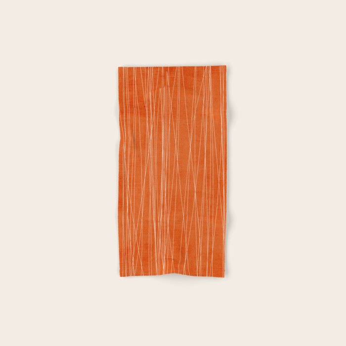 Rich Orange White Lines Artwork Bath Towel Gallery Image 1