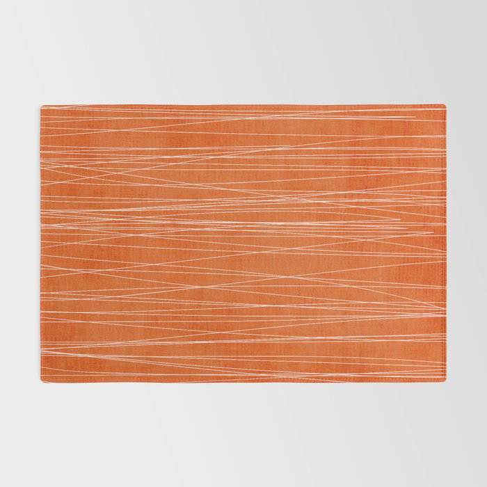 Rich Orange White Lines Artwork Rug Gallery Image 2