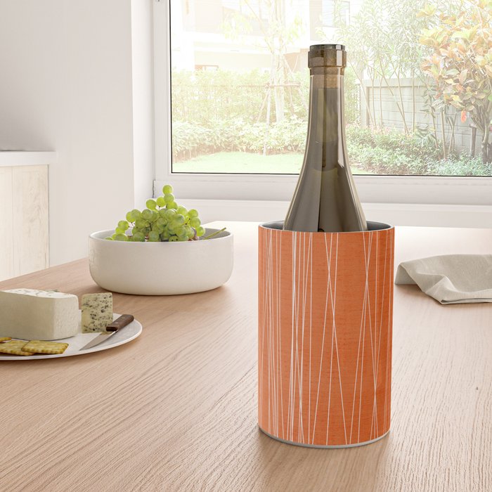 Rich Orange White Lines Artwork Wine Chiller Gallery Image 4