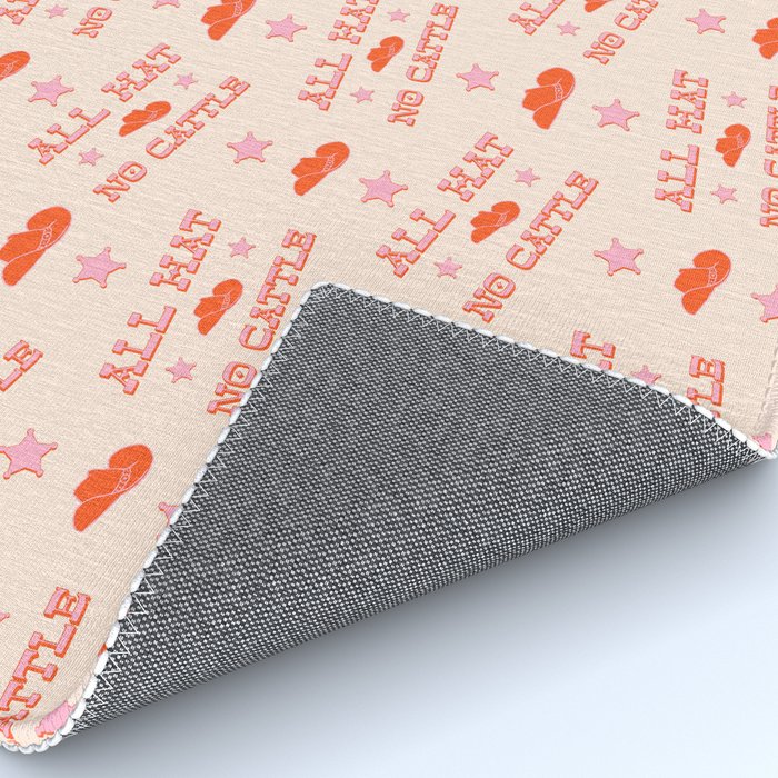 "All hat no cattle" in pink and orange retro western letters Rug Gallery Image 4