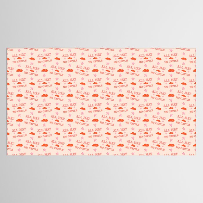"All hat no cattle" in pink and orange retro western letters Tablecloth Gallery Image 2