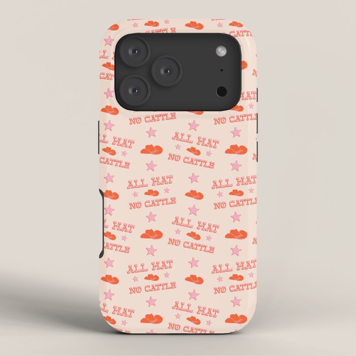 "All hat no cattle" in pink and orange retro western letters iPhone Case Gallery Image 3