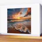 California Dreamin Coastal Photorealistic Digital Artwork - Sunset Waves on the Beach Wall Mural Gallery Image 2