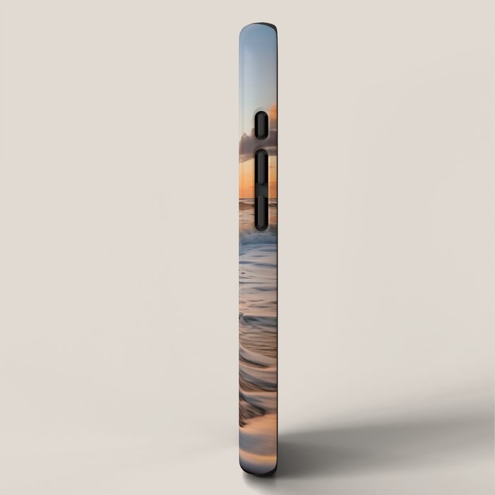California Dreamin Coastal Photorealistic Digital Artwork - Sunset Waves on the Beach iPhone Case Gallery Image 2