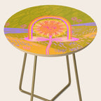 Retro Sunflower & Rainbow in Green & Pink Side Table Gallery Image 2