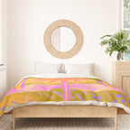 Retro Sunflower & Rainbow in Green & Pink Duvet Cover Gallery Image 3