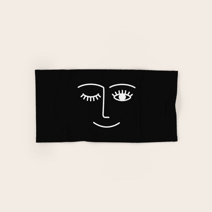 Wink (Black) Bath Towel Gallery Image 1