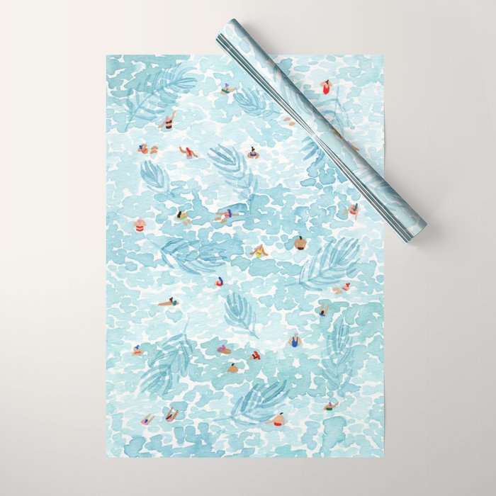 Aqua Palms Wrapping Paper Gallery Image 1