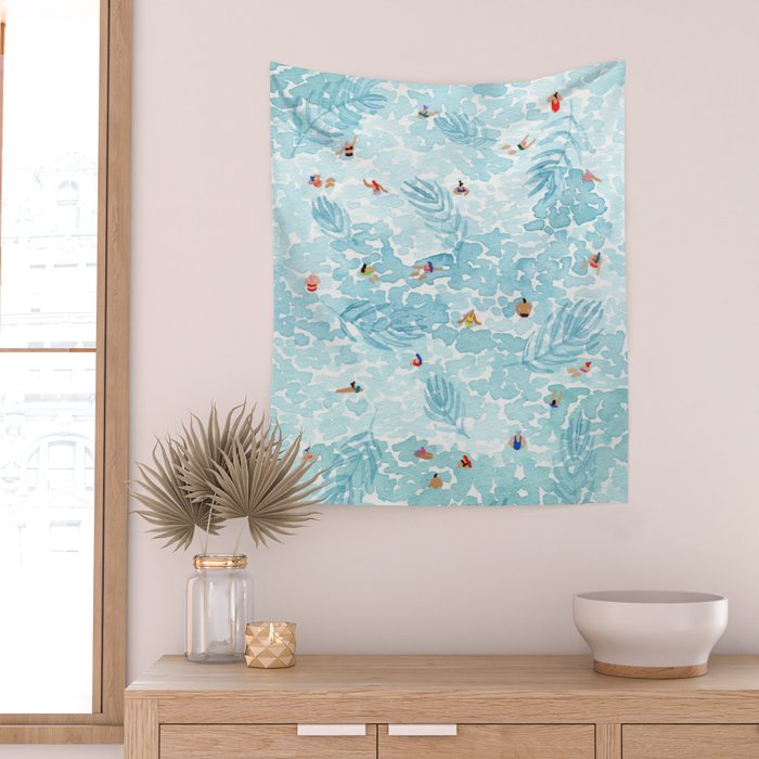 Aqua Palms Wall Tapestry Gallery Image 2